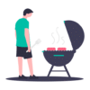 BBQしている男性のイラスト