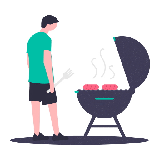 BBQしている男性のイラスト