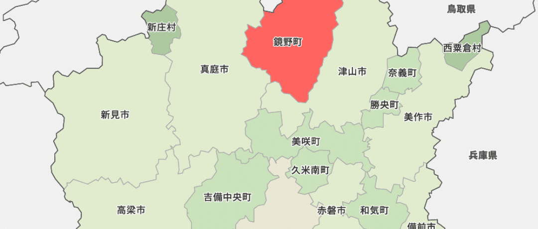 鏡野町の今を示す地図